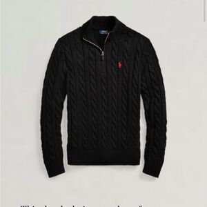 Men’s POLO Ralph Lauren black chunky knit sweater with cable design